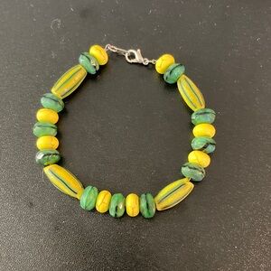 Green and Yellow Beaded Bracelet